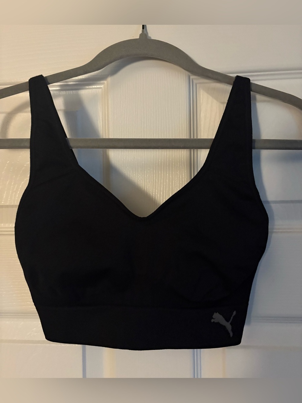 Puma Black Seamless V-Neck Sports Bra